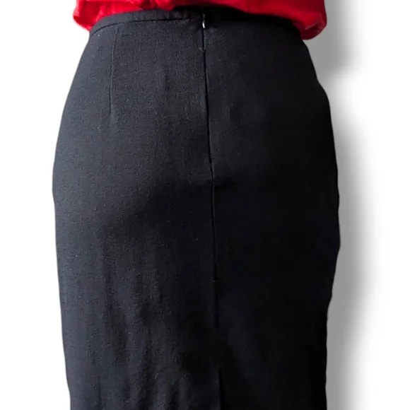 Armani Collezioni Black Stretch Crepe Knee Length Pencil Skirt Women's Size 6 - Picture 8 of 16